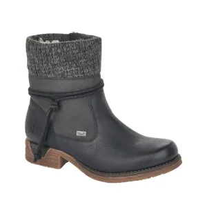 Rieker Damen 79688-00 Wasserdichte schwarze Leder Rieker Schuhe