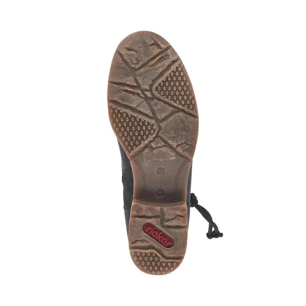 Rieker Damen 79688-00 Wasserdichte schwarze Leder Rieker Schuhe
