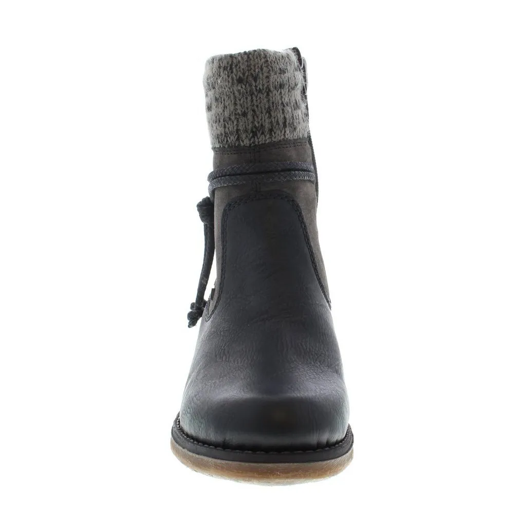 Rieker Damen 79688-00 Wasserdichte schwarze Leder Rieker Schuhe