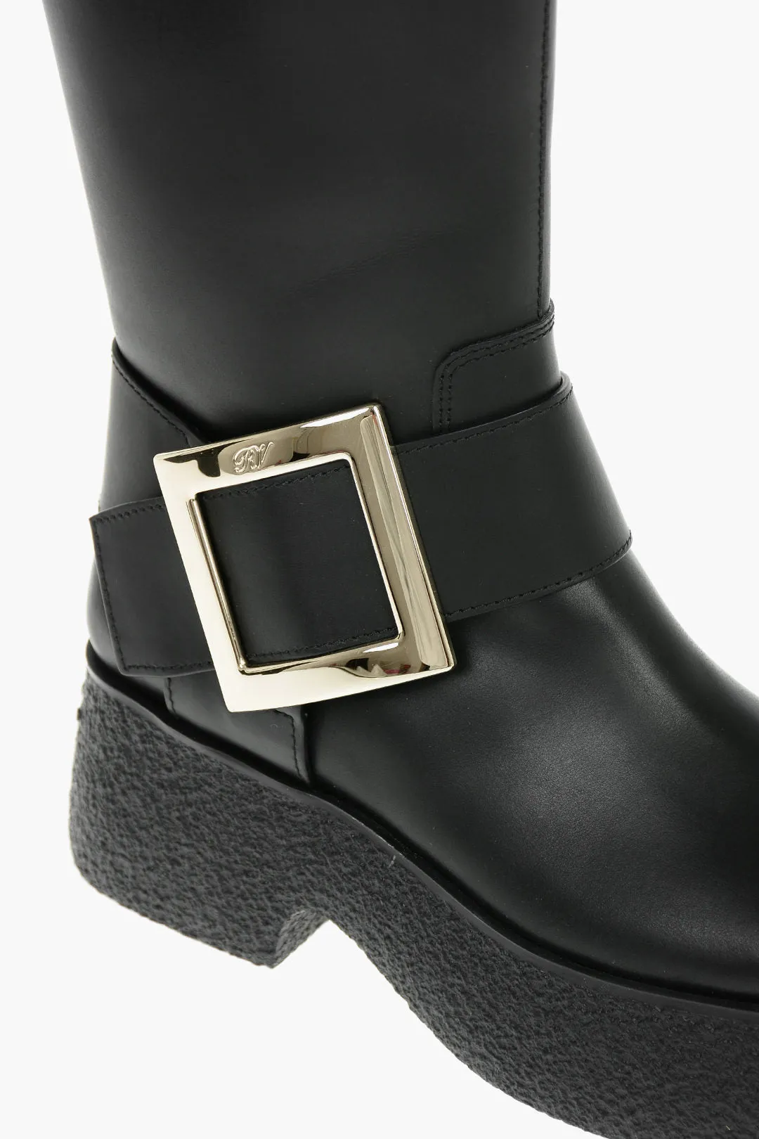 Roger Vivier Plateausohlen-Lederstiefel mit Schnallenverschluss_Roger-Vivier