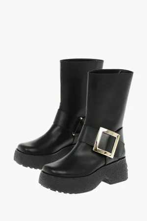 Roger Vivier Plateausohlen-Lederstiefel mit Schnallenverschluss_Roger-Vivier