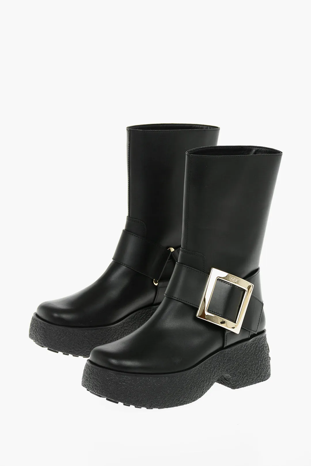 Roger Vivier Plateausohlen-Lederstiefel mit Schnallenverschluss_Roger-Vivier
