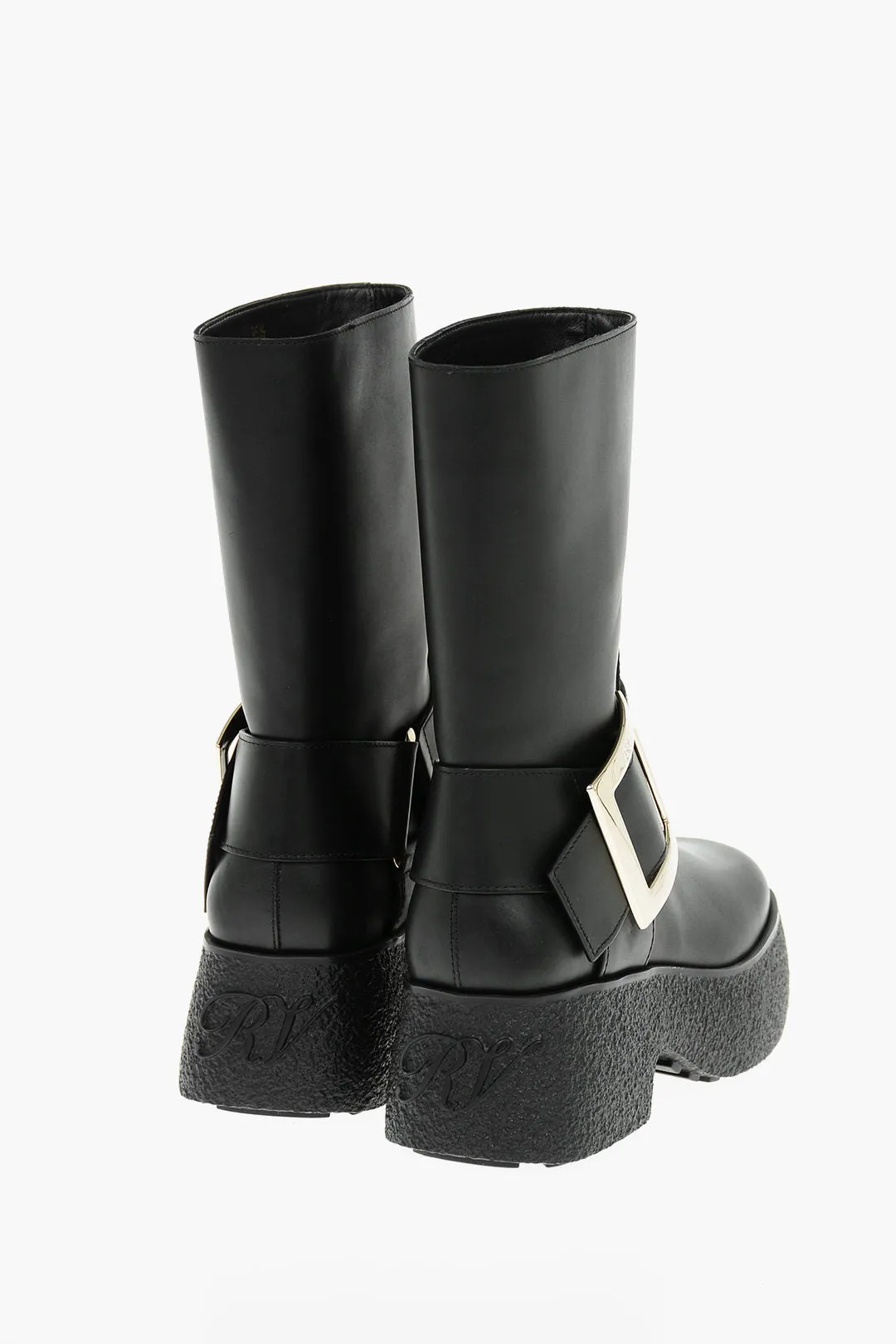 Roger Vivier Plateausohlen-Lederstiefel mit Schnallenverschluss_Roger-Vivier