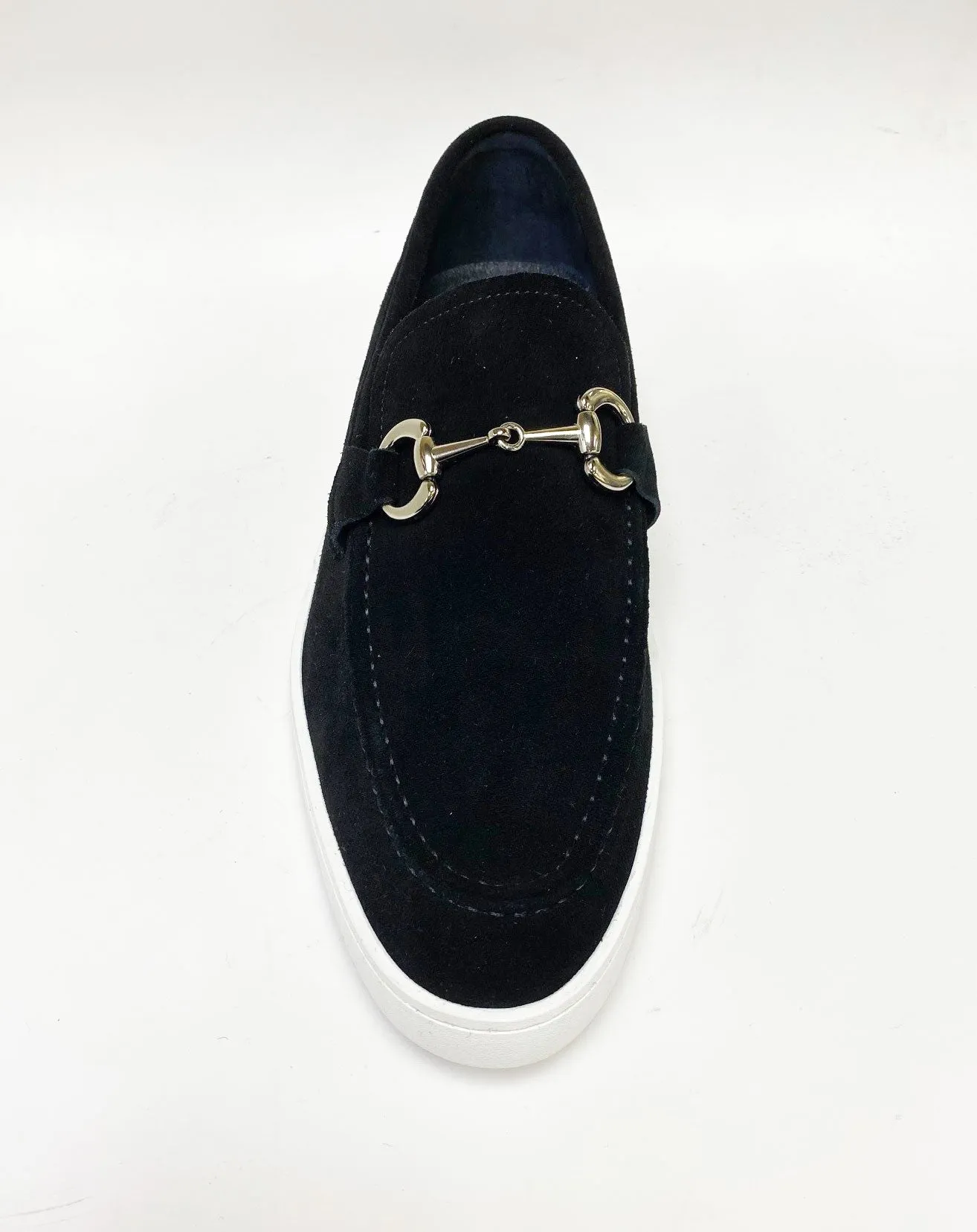 Suede Slip-On Horsebit Loafer Schwarz