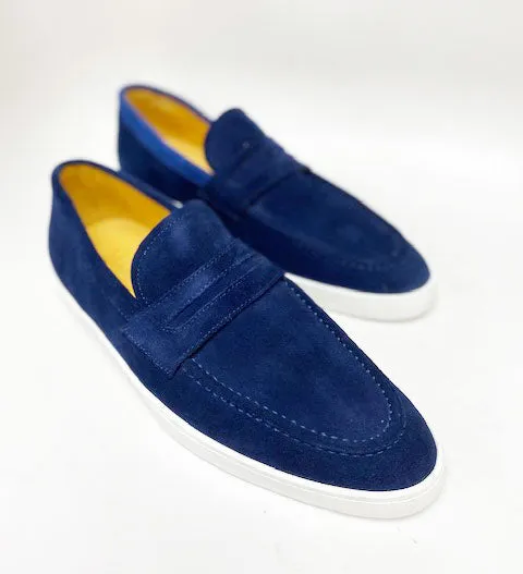 Suede Schlupf-Loafer Blau