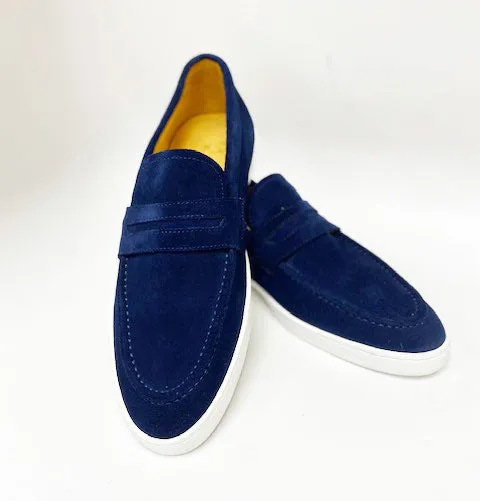 Suede Schlupf-Loafer Blau