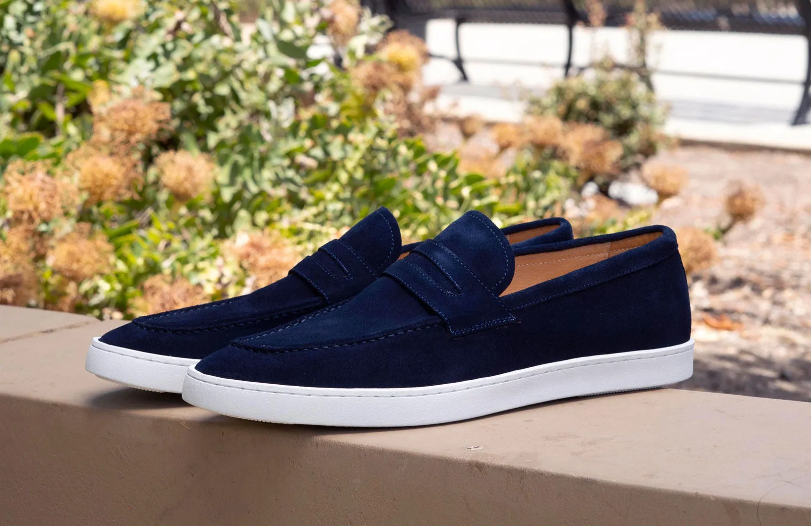 Suede Schlupf-Loafer Blau
