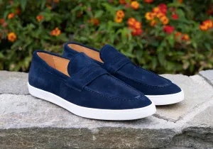 Suede Schlupf-Loafer Blau